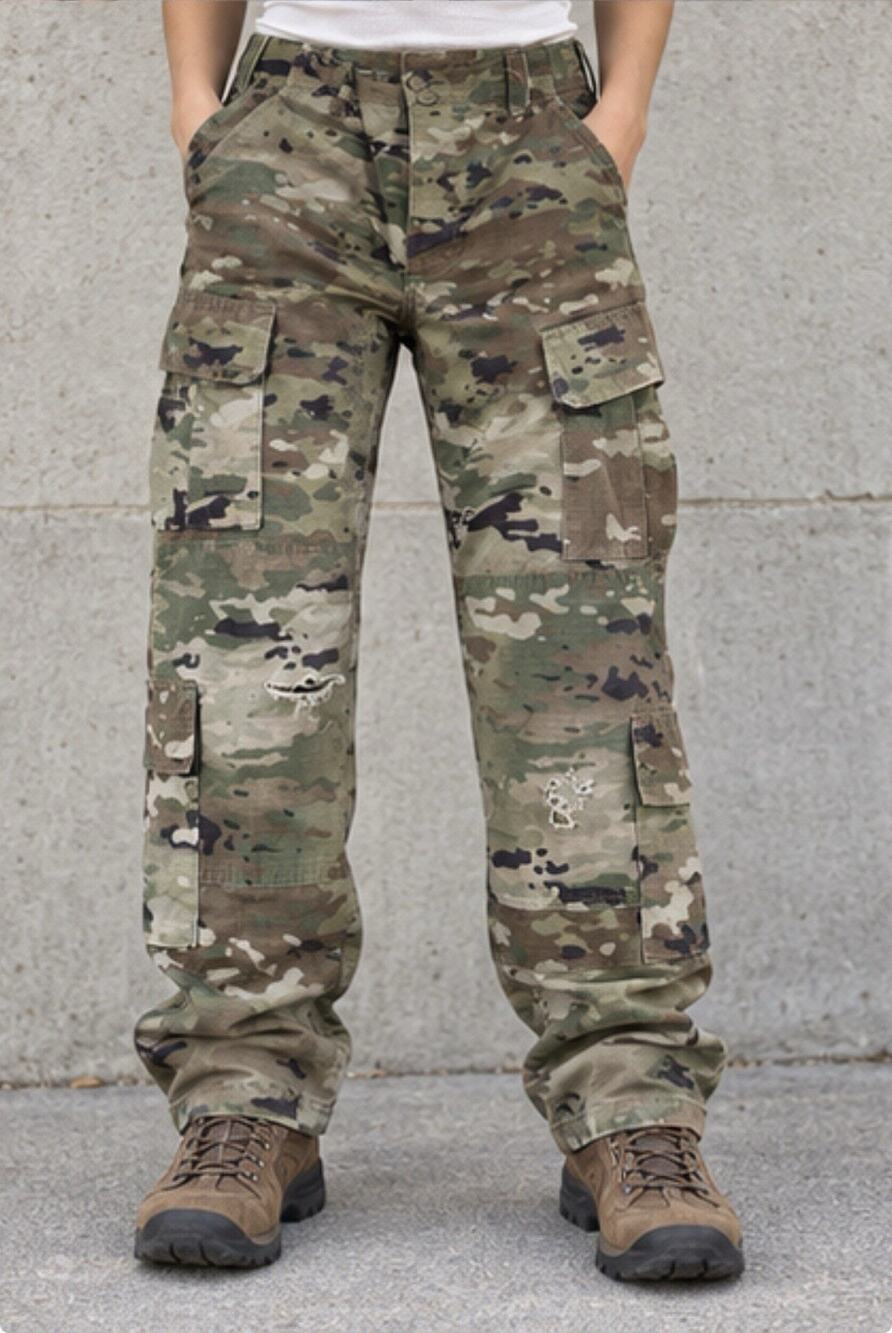 US Army Camo Cargo Pants Mens Small Regular Ripstop Combat Trousers Worn